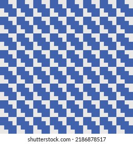 Patrón de zigzag azul. corazones grises. Elementos cuadrados. Patrón sin foco. Vector abstracto en blanco y negro.