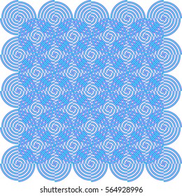 Seamless abstract geometric repeating ornate intersecting overlapping blue teal and pink magenta spirals on white background vector pattern illusion design