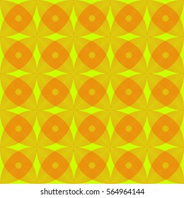 Seamless abstract geometric repeating vortex orange curved lines on a light green background vector pattern illusion design