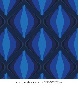 Seamless Abstract Geometric Seventies Bold Royal Blue Wallpaper Deep Blue Background Vector Pattern