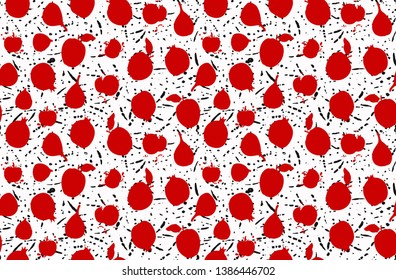 Seamless Abstract Geometric Shapes Fruits Dots Dashed Lines Brush Strokes Vector Pattern Isolated Background