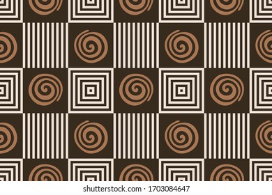 Seamless abstract geometric shapes on brown background.EPS10 Illustration.