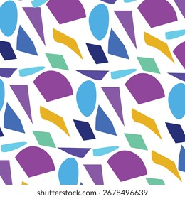 Seamless Abstract Geometric Shapes Pattern in Bright Colors