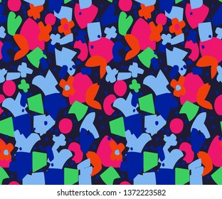 Seamless Abstract Geometric Shapes Vector Pattern