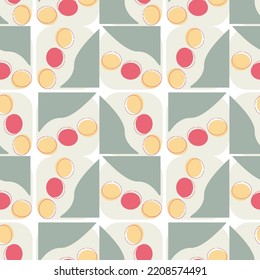 Seamless abstract geometric spring pattern. Vector Illustration.Geometry minimalistic artwork poster with simple shape and figure. Abstract vector pattern design in Scandinavian style