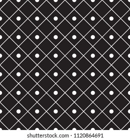 Seamless abstract geometric square grid line and dot pattern background