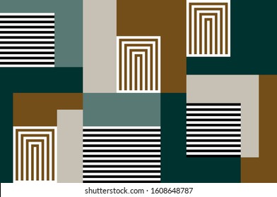 Seamless abstract geometric striped rectangles on black background.EPS10 Illustration.
