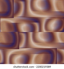 Seamless abstract geometric textured pattern of stripes and linear shapes in earth tones. Psychedelic metaverse concept background for wallpaper, wall panel, textile, poster, interior decor. 