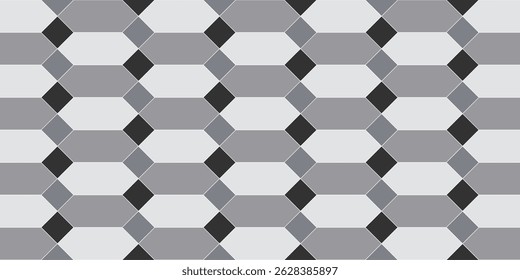 Seamless abstract geometric tile pattern with interlocking shapes and 3D visual effect. Ideal for backgrounds, textiles, wallpapers, or digital design.
