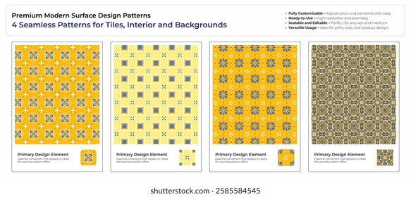 Seamless Abstract  Geometric Tile Patterns - Artistic  Ornamental Motifs
