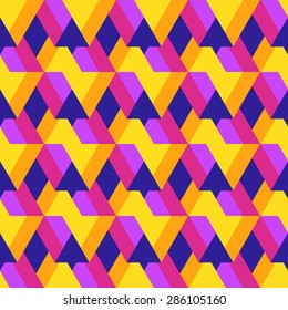 Seamless abstract geometric triangle background pattern in vector.Fashion colorful wallpaper.