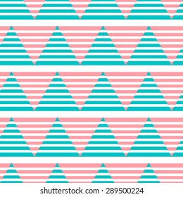 Seamless abstract geometric triangle background pattern in vector.Fashion wallpaper retro colored print design .