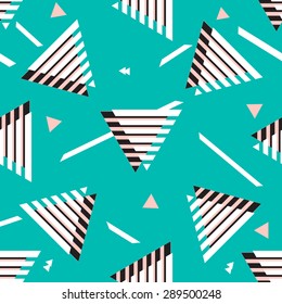 Seamless abstract geometric triangle background pattern in vector.Fashion wallpaper neon colored print design .Pop art .