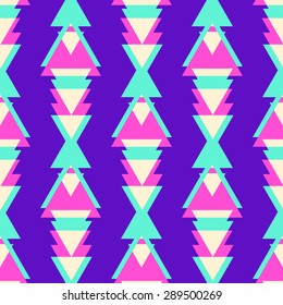 Seamless abstract geometric triangle background pattern in vector.Fashion wallpaper neon colored print design .