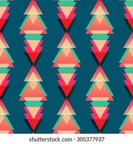 Seamless abstract geometric triangle background pattern in vector.Vintage fashion wallpaper print design .