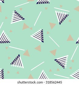 Seamless abstract geometric triangle background pattern in vector. Pastel colors.Pop art print . Can be used for fashion , advertising , web design .