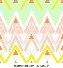 Seamless abstract geometric triangle background pattern in vector.Fashion wallpaper bright colored print design with white background.Background with abstract Hipster Chevron elements 