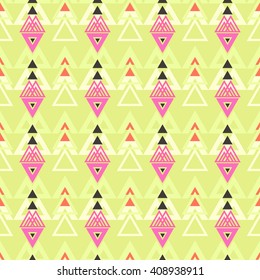 Seamless abstract geometric triangle background pattern in vector . Bohemian Print