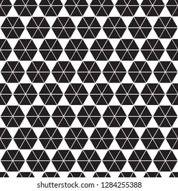 Seamless abstract geometric triangle hexagon form facet pattern. Triangle texture background.