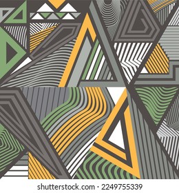 Seamless abstract geometric triangle pattern background with ethnic touch.  Suitable for web backgrounds, textiles, clothes, wrapping paper, pages, cover and others.

