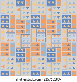 Seamless abstract geometric triangle pattern background with ethnic touch. Suitable for web backgrounds, textiles, clothes, wrapping paper, pages, cover and others.