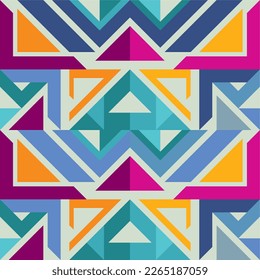 Seamless abstract geometric triangle pattern background with ethnic touch. Suitable for web backgrounds, textiles, clothes, bandana, wrapping paper, pages, cover and others.
