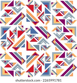 Seamless abstract geometric triangle pattern background with ethnic touch. Suitable for web backgrounds, textiles, clothes, bandana, wrapping paper, pages, cover and others.
