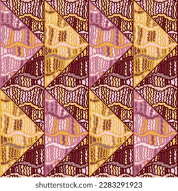 Seamless abstract geometric tribal mosaic pattern. Textile rapport. Design for fabric, print, wrapping paper, cover. Vector illustration