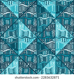 Seamless abstract geometric tribal mosaic pattern. Textile rapport. Design for fabric, print, wrapping paper, cover. Vector illustration