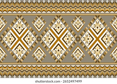 Padrão tribal geométrico abstrato sem emenda com motivos intrincados em diamante e chevron O ouro marrom terno e tons brancos criam um fundo decorativo quente ou impressão têxtil