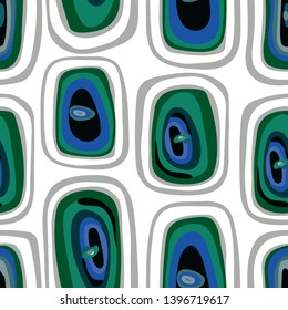 Seamless abstract geometric vector background. Bright blue-green squares on a transparent background
