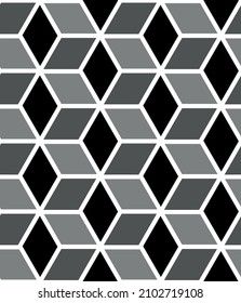 Seamless abstract geometric vector monochrome pattern with cubes
