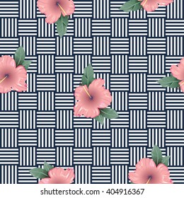 Seamless abstract geometric vector pattern tropical with roses. It can be used in printing, website background and fabric design.