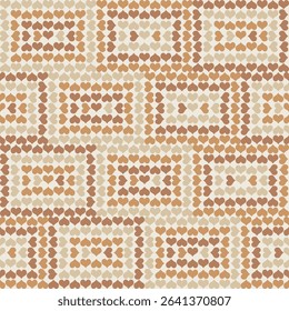 Seamless Abstract geometrical heart pattern with rectangle. simple endless brown theme textured pattern background designs for textiles
