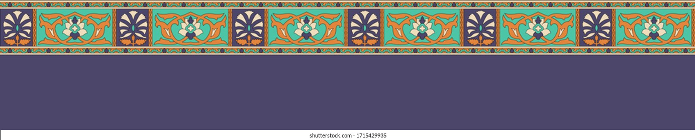 Seamless abstract geometrical motif border pattern with lasso