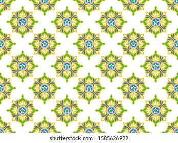 Seamless abstract geometrical motif pattern with white background