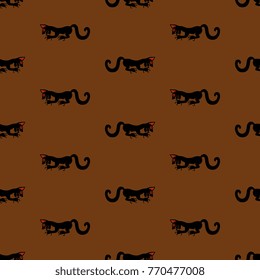 Seamless abstract geometrical pattern with ethnic motifs of stylized felines. Based on Pre-Columbian Mochica art of ancient Peru.