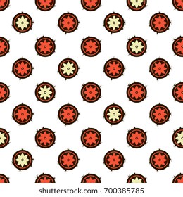 Seamless abstract geometrical pattern with floral motifs. Stylized polka dot cactus flowers.