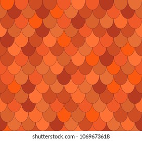 Seamless abstract geometrical pattern with ovals. Brown orange background. Roof tiles. Vector illustration.