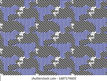 Patrón geométrico abstracto sin problemas con fondo polka punto y cuadrado y marina