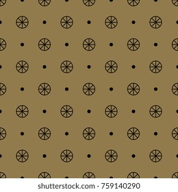Seamless abstract geometrical pattern with round elements and polka dots.