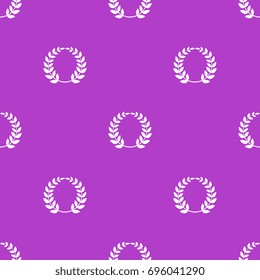 Seamless abstract geometrical pattern with white laurel wreaths on purple background.