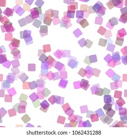 Seamless abstract geometrical square background pattern - vector graphic from random rotated squares with opacity effect in purple tones