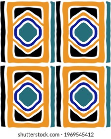 Patrón tribal geométrico abstracto e incomparable sobre blanco
