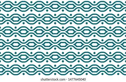 Seamless abstract geometrical wavy pattern with polka dot and white background