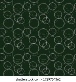 Seamless abstract geometrical white circle pattern green background - vector illustration