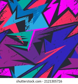 Nahtlose abstrakte Geometrie-Muster mit gekrümmten Dreieck-Grunge-Elementen