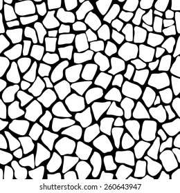 Seamless abstract giraffe fur pattern. Black and white animal skin background.