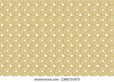 seamless abstract gold luxury pattern strip wavy circle background with geometric line vector design