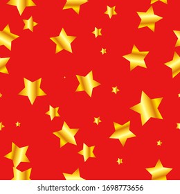 Seamless abstract gold red rose pattern with simple star. Vector illustration